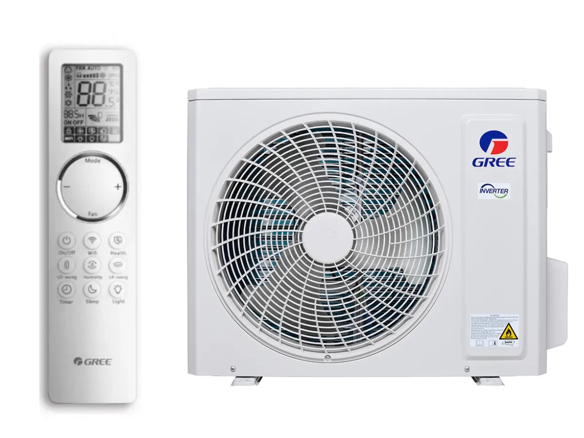 Фото пульта дистанционного управления и наружного блока Gree Airy 9000 BTU