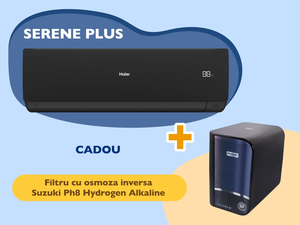 Conditioner HAIER SERENE Plus DC Inverter R32 AS25SBBHRA-MB 1U25DEBFRA-SH Negru mat (Încălzire pana la - 20°C)